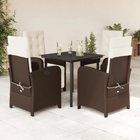vidaXL Set mobilier de grădină, 5 piese, cu perne, maro, poliratan