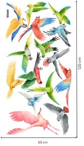 PIPPER. Autocolant textil de perete "Păsări exotice - acuarelă"