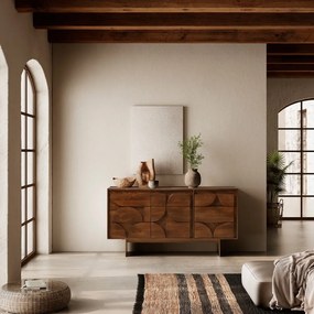 Comodă maro din lemn de mango 145x76x40 cm Trisha – MOME