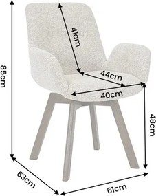 Set de 2 scaune pivotante, Lemn de stejar, textil boucle taupe BALTIC