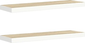 vidaXL Rafturi perete suspendate 2 buc. stejar/alb 90x23,5x3,8 cm MDF