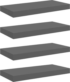 vidaXL Rafturi de perete, 4 buc., gri extralucios, 50x23x3,8 cm, MDF