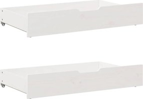 vidaXL Sertare de pat, 2 buc., 90x55x17 cm, alb, lemn masiv de pin