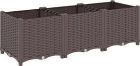 Outsunny Jardinieră înălțată, pat de grădină din plastic cu auto-udare și orificii de scurgere cu dopuri, 120x40x37cm, maro | Aosom Romania