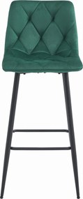 OFERTA Scaun de bar verde inchis NADO VELVET cu picioare negre II calitate
