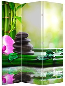 Paravan - Pietre pentru masaj și orhidee (126x170 cm)