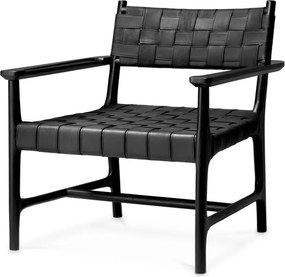 Fotoliu design LUX, Piele clasica neagra, Lemn, Tiberio