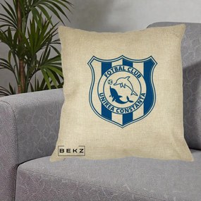 Perna Personalizata FC Unirea Constanta Fotbal, 40x40 cm, Crem, Husa Detasabila, Perna Inclusa, BEKZ®