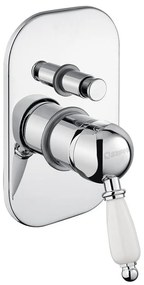 Baterie argintie pentru duș încastrată (2 ieșiri) Kirké White – Sapho