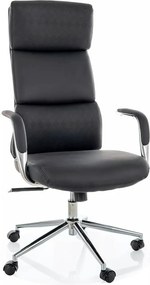 Scaun birou Q-03, negru, piele ecologică, 64x48x119 cm