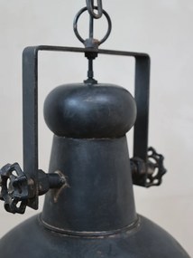 Lampă suspendată din metal, finisaj negru antichizat, H40 x D32 cm, Factory