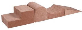 Teren de joacă din spumă bej 4 buc. din catifea înălțime 30 cm 45x193 cm Montessori – Meowbaby