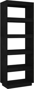 vidaXL Bibliotecă/Separator cameră negru 60x35x167 cm lemn masiv pin