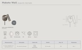 Aplica de perete design minimalist cu spot Makoto