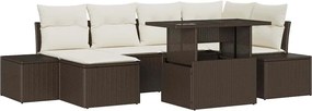 vidaXL Set de canapele pentru grădină 7 pcs Maro Rattan poli