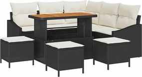 vidaXL Set de canapele pentru grădină cu pernă 9 pcs Negru Rattan poli