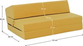 Saltea pliabilă/fotoliu extensibil, 2 in 1, galben, VEDIS