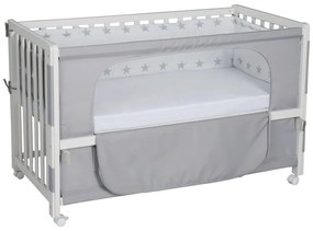 Pătuț alb cu roți și baldachin 60x120 cm Little stars – Roba