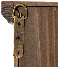 Vitrina albastra, din lemn cu aspect vintage, 3 rafturi, Hazem