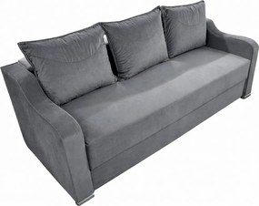 Canapea GIULIA extensibila, 3 locuri, cu lada de depozitare, catifea gri , 220x100x80 Gri