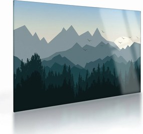 Tablou pe sticlă - Munții cu privirea graficeanului (70x50 cm)
