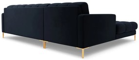 Colțar tapițat Bali, Albastru închis/5 locuri/picioare gold/partea stângă/ L293 x l185 x h75
