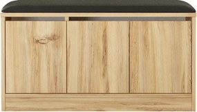 Pantofar MR2-KE-Oak, stejar/negru, PAL melaminat/piele ecologica, 90x3