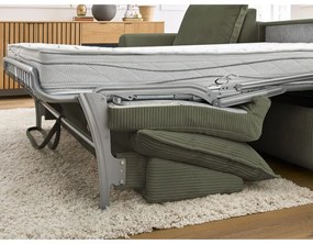 Colțar verde extensibil cu tapițerie din catifea reiată (cu colț variabil) Augustin – Bobochic Paris