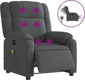 vidaXL Fotoliu electric de masaj rabatabil, gri închis, textil