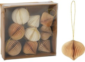 Set de 9 ornamente de Crăciun, auriu-bej, 6 cm, fagure de miere