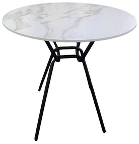 Masă de sufragerie, alb/ negru, diametru 60 cm, TEON