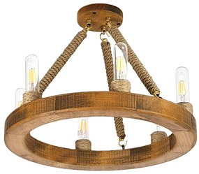Lustra rustica fabricata manual din lemn EVIA 6L