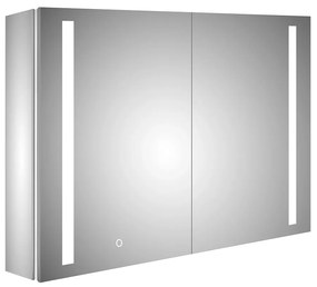 Oglinda baie cu dulap din Aluminiu, sistem iluminare LED, IP44, 80x70x15cm, D4214, Functie Dezaburire, Butoane Touch