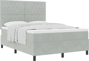 vidaXL Pat cu arcuri cu saltea Gri deschis 160 x 200 cm Catifea