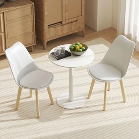 HOMCOM Masă de Dining Rotundă și Modernă pentru 2 Persoane din Oțel, Albă | Aosom Romania