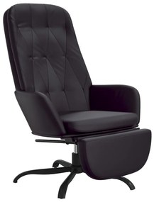 3097654 vidaXL Scaun de relaxare cu taburet, negru lucios, piele artificială