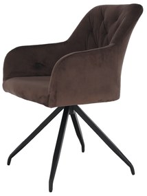 Scaun pivotant, ţesătură de catifea maro/ negru, VELEZA