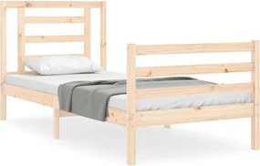 vidaXL Cadru de pat cu tăblie single, lemn masiv