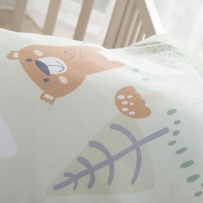 Lenjerie de pat pentru copii verde-deschis din bumbac pentru pătuț 80x80 cm Woodland Buddies – Roba