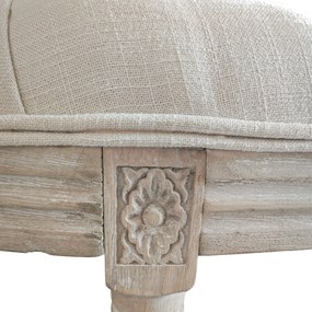 HOMCOM, Bancă de capăt de pat în formă de semilună, structură din lemn masiv sculptat, șezut din material cu aspect crem | Aosom Romania