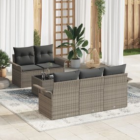 vidaXL Set de canapele pentru grădină 6 pcs Gri Rattan poli