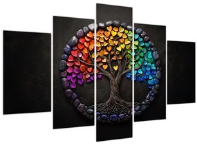 Tablou – Arbore plin de inimi colorate (150x105 cm)