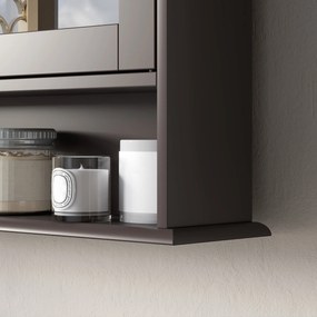 kleankin Dulap de baie cu oglindă Dulap de perete cu 2 uși Raft deschis Raft reglabil 56x13x58 cm Maro închis | Aosom Romania