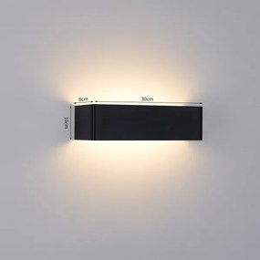 Brilagi - Aplica LED de exterior DONNANI, 12W, 230V, 30 cm, negru, IP44