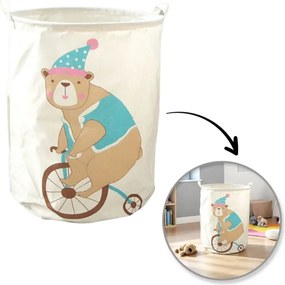 Cos pentru jucarii si rufe cu imprimeu CIRCUS BEAR 35x45 cm, crem