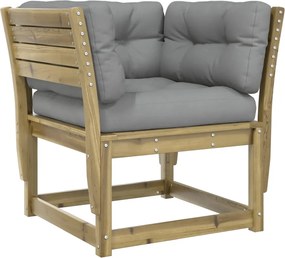 vidaXL Canapea grădină cotieră cu perne, lemn de pin impregnat