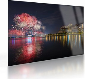 Tablou pe sticlă cu artificii in Singapur (70x50 cm)