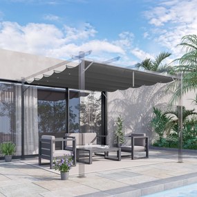 Outsunny Copertina retractabila pentru pergola, Copertina de rezerva din material textil pentru pergola de 3 x 3 (m), gri inchis | AOSOM RO