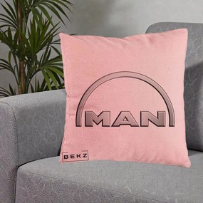 Perna Personalizata cu emblema MAN, 40x40 cm, Roz, Husa Detasabila, Perna Inclusa, BEKZ®
