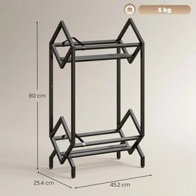 HOMCOM Organizator CD-uri pentru 50 CD-uri, Organizator Viniluri 2 Niveluri din Metal pentru DVD-uri, Cărți, Albume, Negru | Aosom Romania